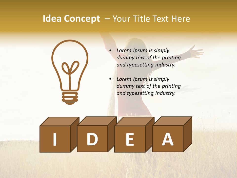 Standing Raised Happiness PowerPoint Template