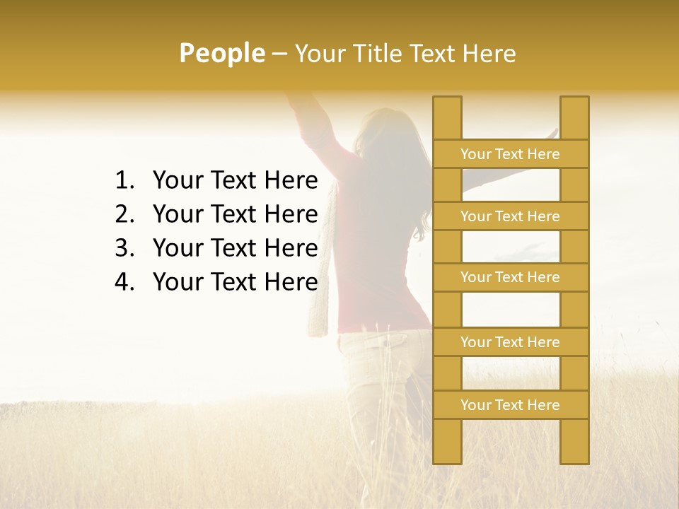 Standing Raised Happiness PowerPoint Template