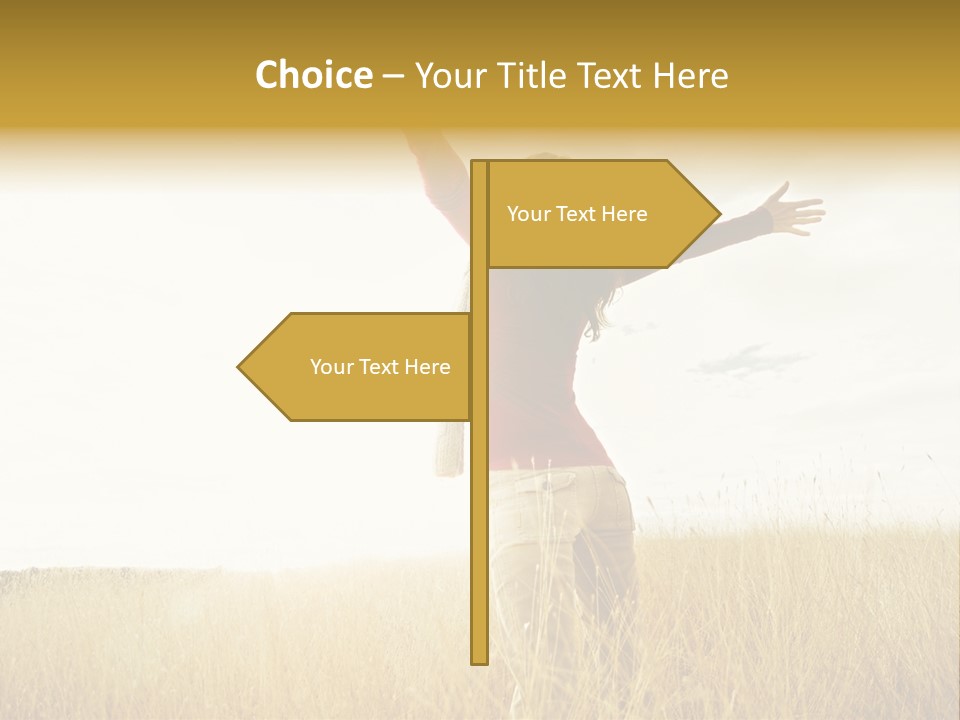 Standing Raised Happiness PowerPoint Template