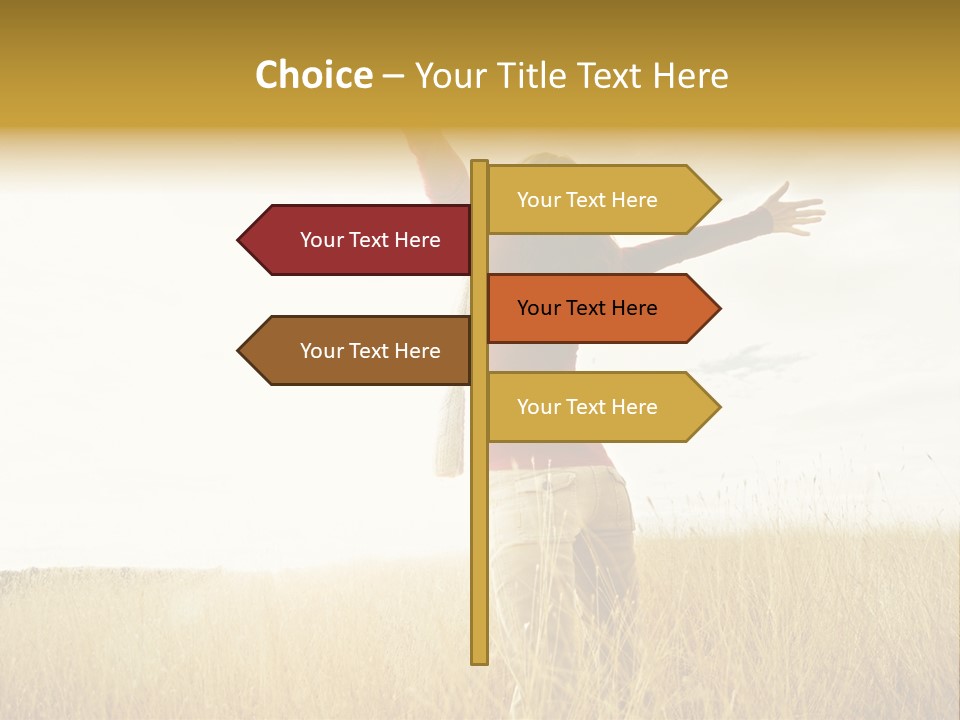 Standing Raised Happiness PowerPoint Template