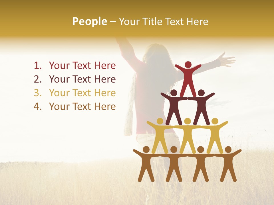 Standing Raised Happiness PowerPoint Template