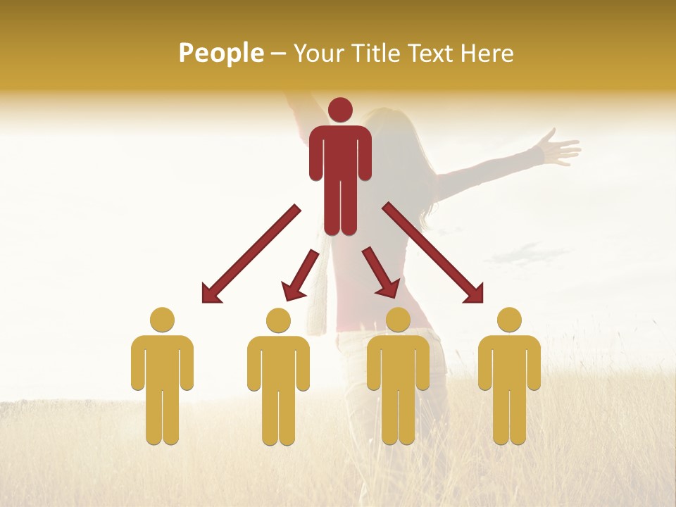 Standing Raised Happiness PowerPoint Template