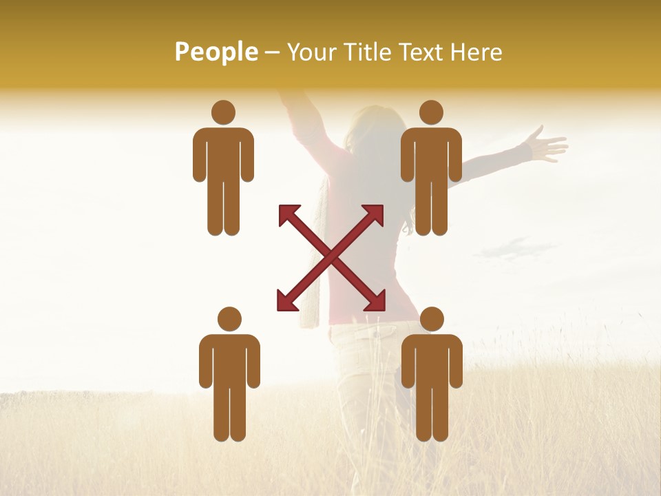 Standing Raised Happiness PowerPoint Template