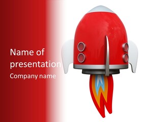 A Red Rocket Ship With A White Background PowerPoint Template