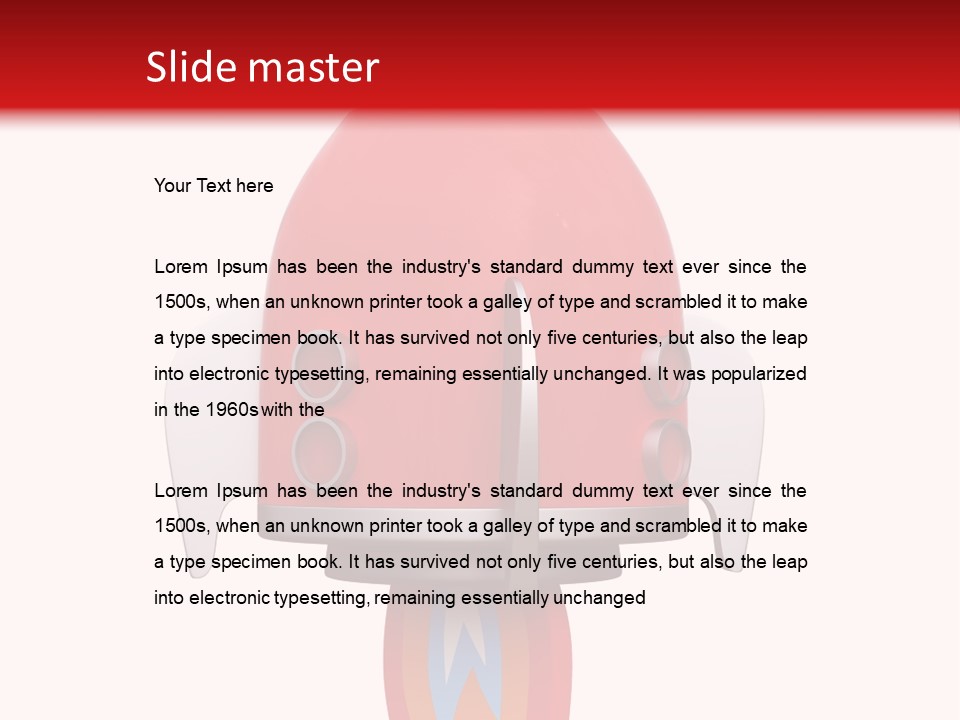 A Red Rocket Ship With A White Background PowerPoint Template