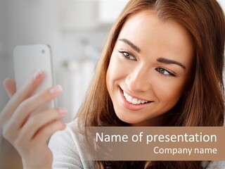 Teenager Using Woman PowerPoint Template