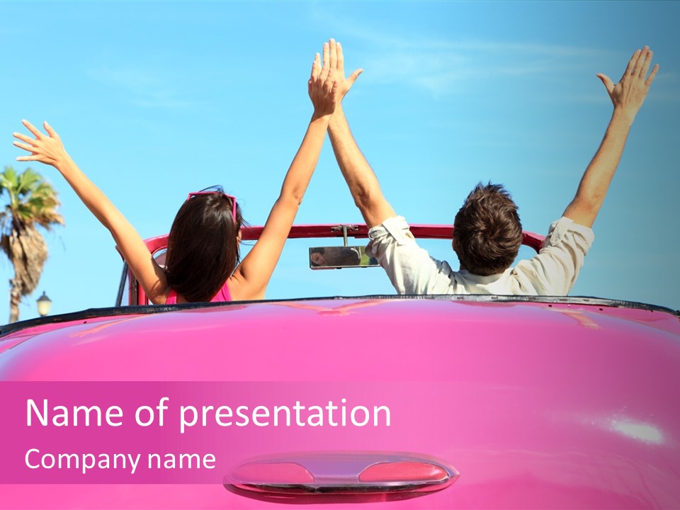 Women Car Carefree PowerPoint Template