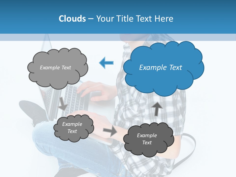 A Young Man Sitting On The Floor Using A Laptop Computer PowerPoint Template