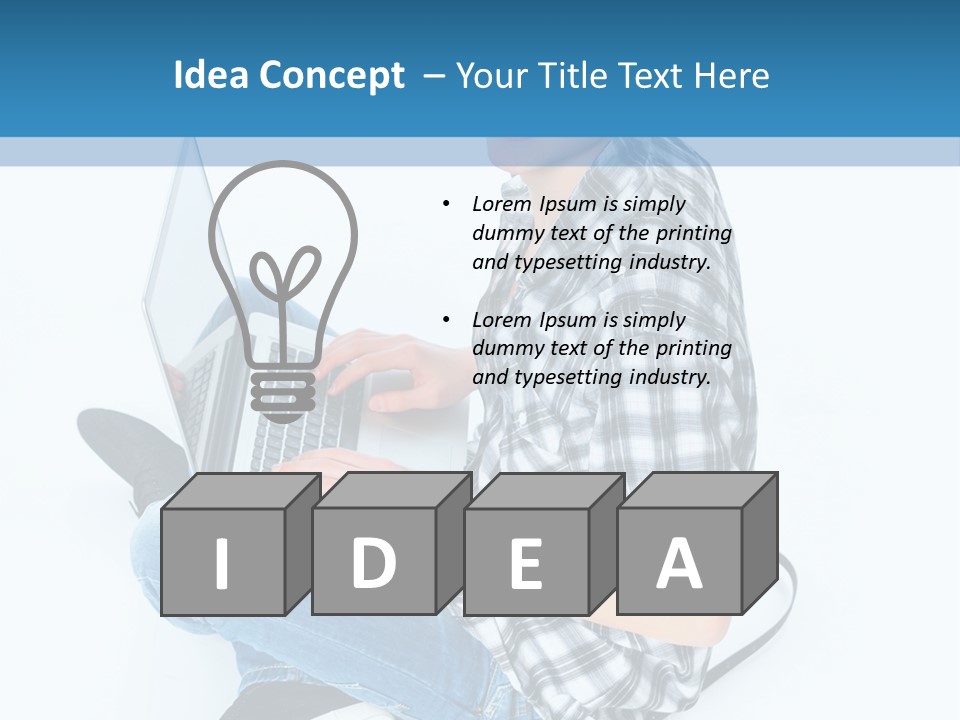 A Young Man Sitting On The Floor Using A Laptop Computer PowerPoint Template