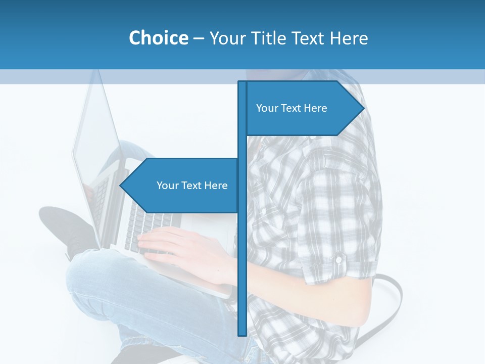 A Young Man Sitting On The Floor Using A Laptop Computer PowerPoint Template