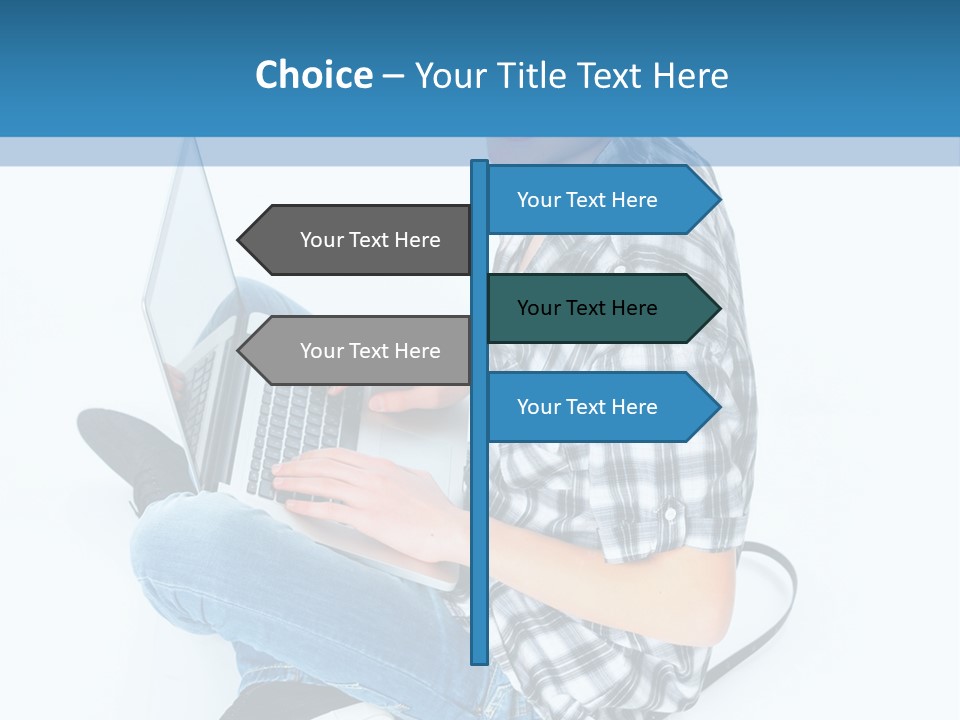 A Young Man Sitting On The Floor Using A Laptop Computer PowerPoint Template
