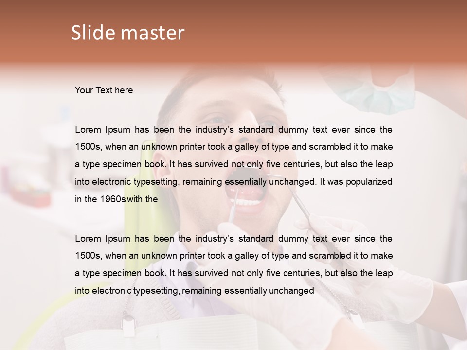 A Man Getting His Teeth Checked By A Dentist PowerPoint Template