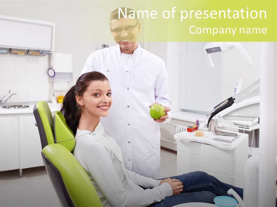 A Man And Woman In A Dental Office PowerPoint Template