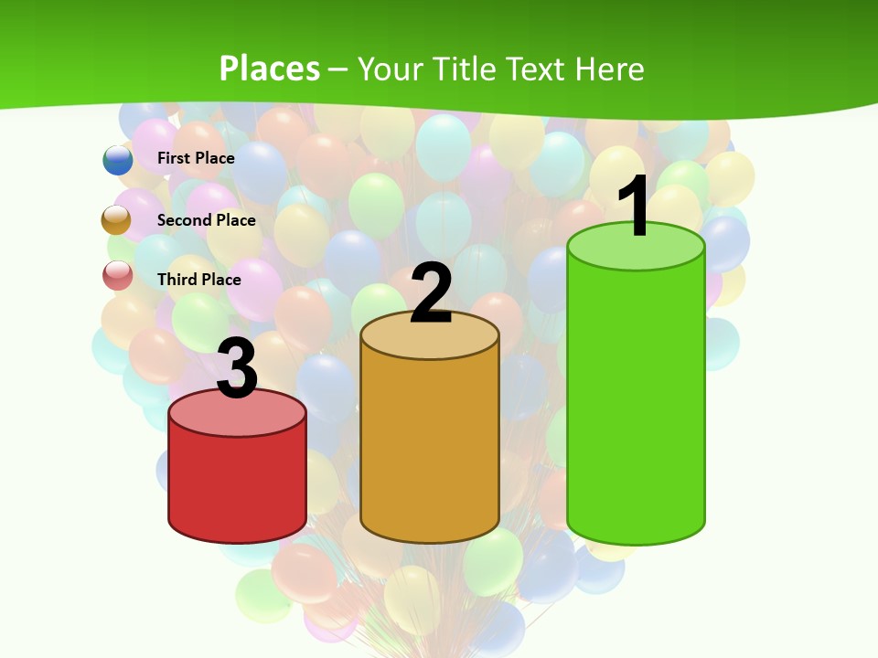 A Bunch Of Balloons In The Air With A Green Background PowerPoint Template