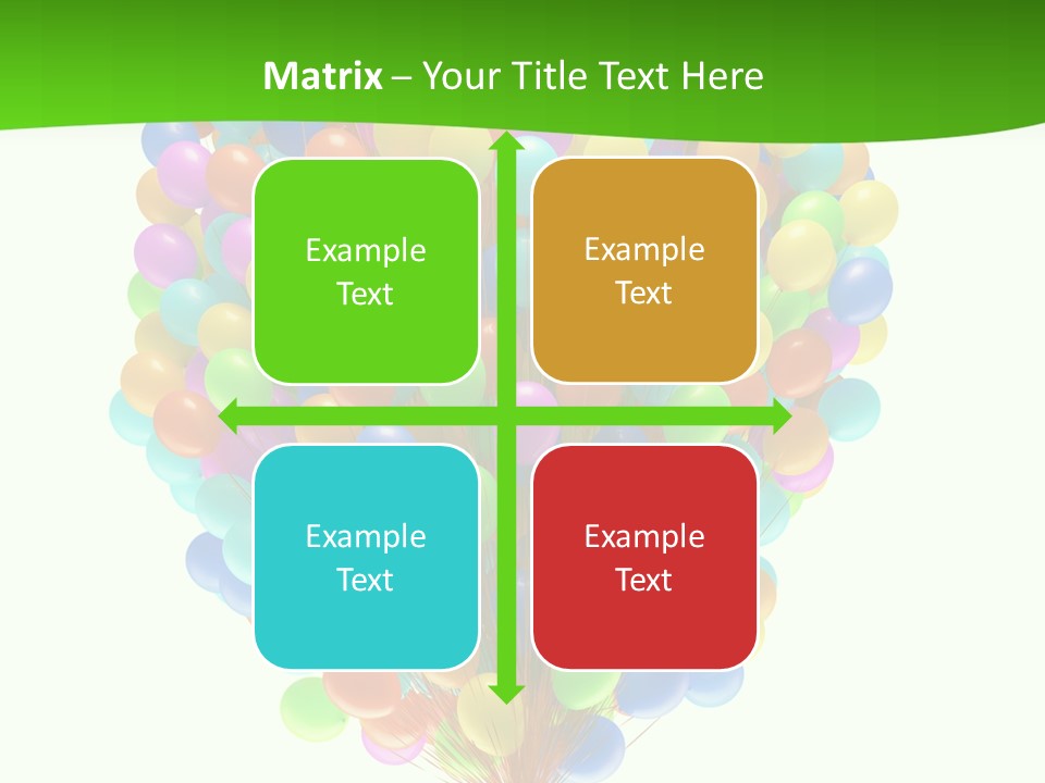 A Bunch Of Balloons In The Air With A Green Background PowerPoint Template