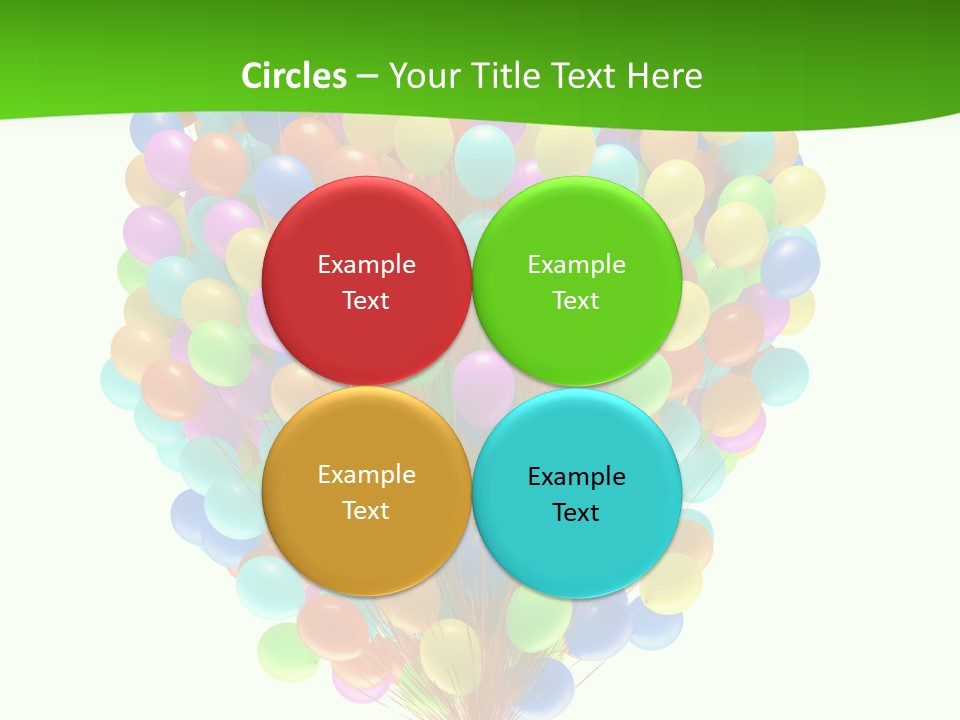 A Bunch Of Balloons In The Air With A Green Background PowerPoint Template