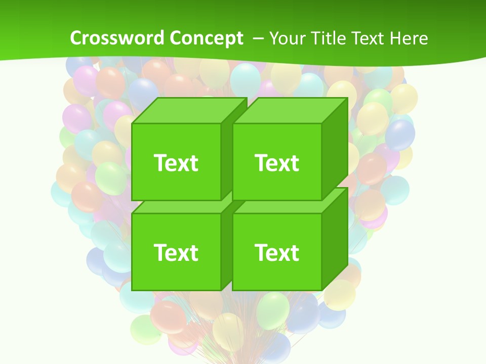 A Bunch Of Balloons In The Air With A Green Background PowerPoint Template