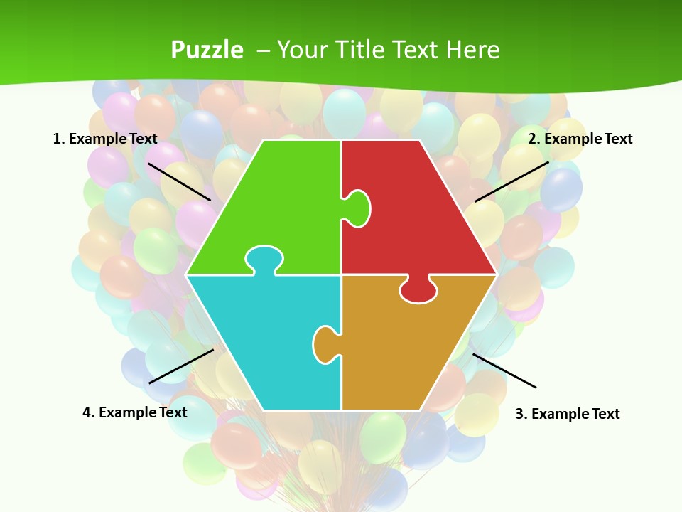 A Bunch Of Balloons In The Air With A Green Background PowerPoint Template