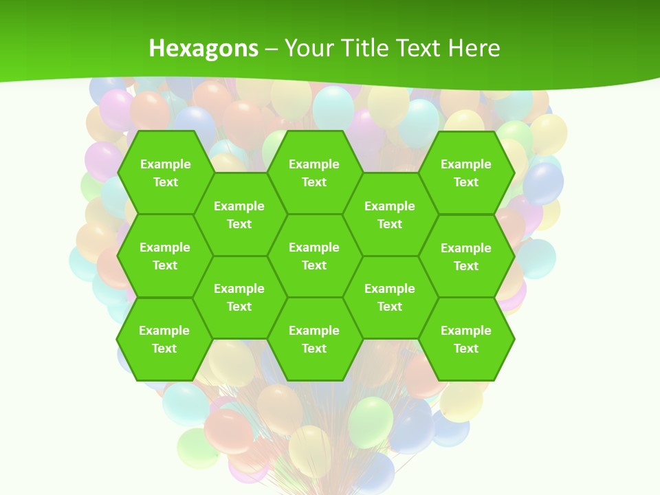 A Bunch Of Balloons In The Air With A Green Background PowerPoint Template