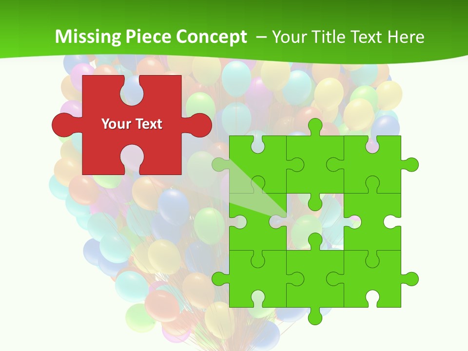 A Bunch Of Balloons In The Air With A Green Background PowerPoint Template