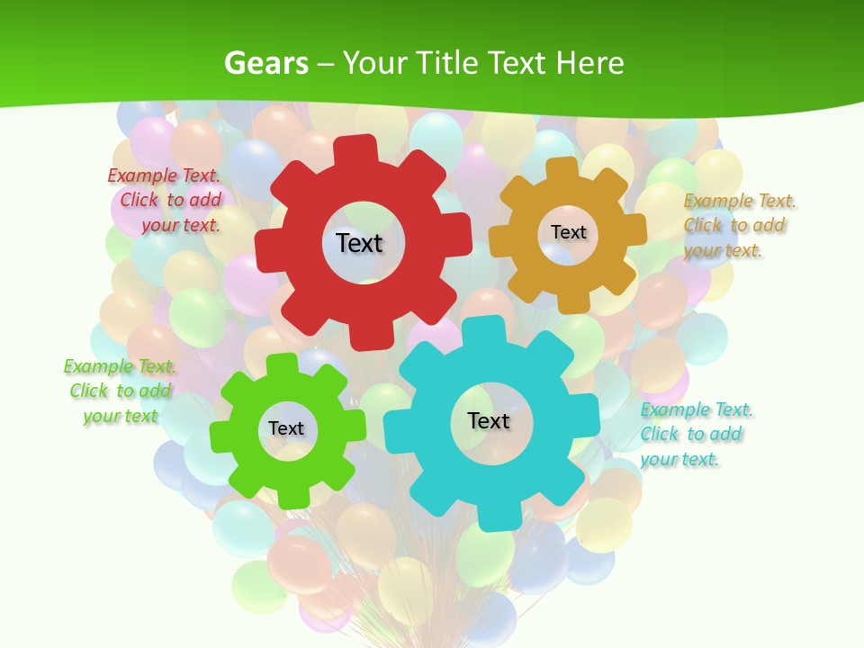 A Bunch Of Balloons In The Air With A Green Background PowerPoint Template