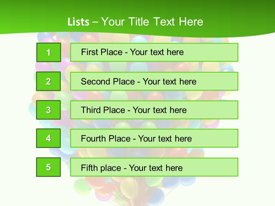 A Bunch Of Balloons In The Air With A Green Background PowerPoint Template