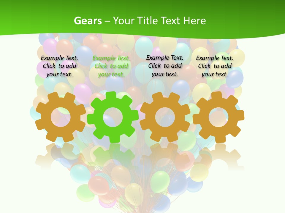 A Bunch Of Balloons In The Air With A Green Background PowerPoint Template