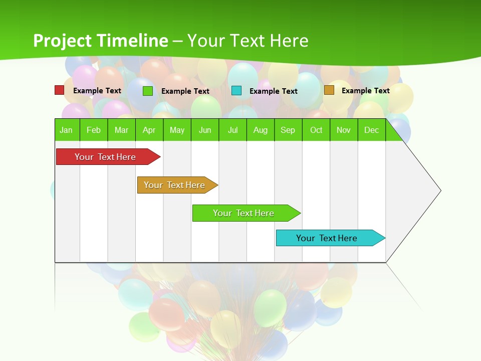 A Bunch Of Balloons In The Air With A Green Background PowerPoint Template