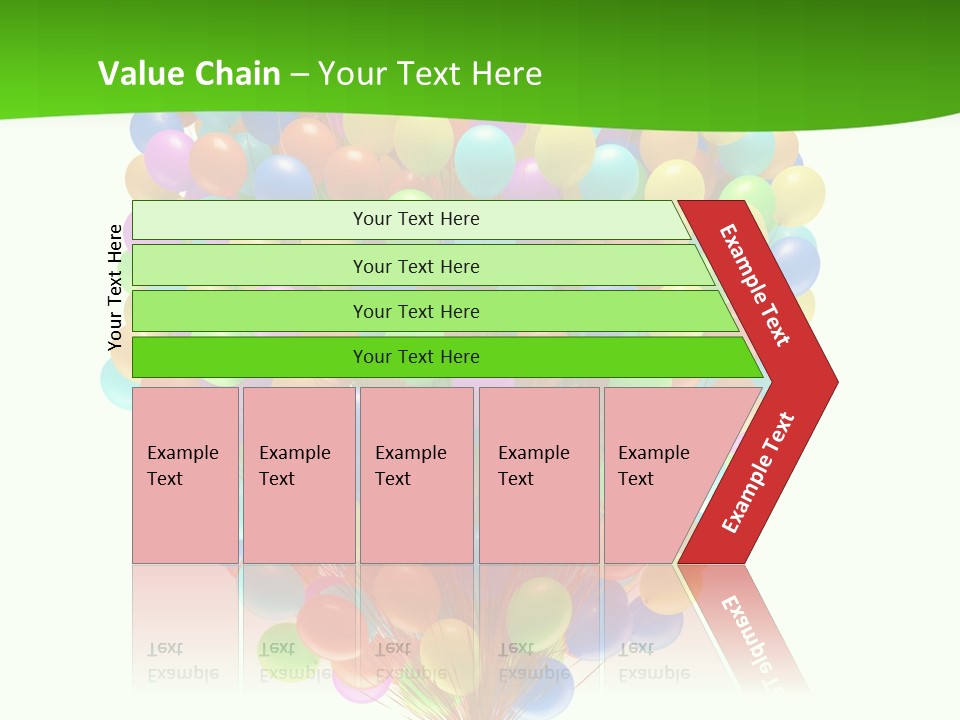 A Bunch Of Balloons In The Air With A Green Background PowerPoint Template