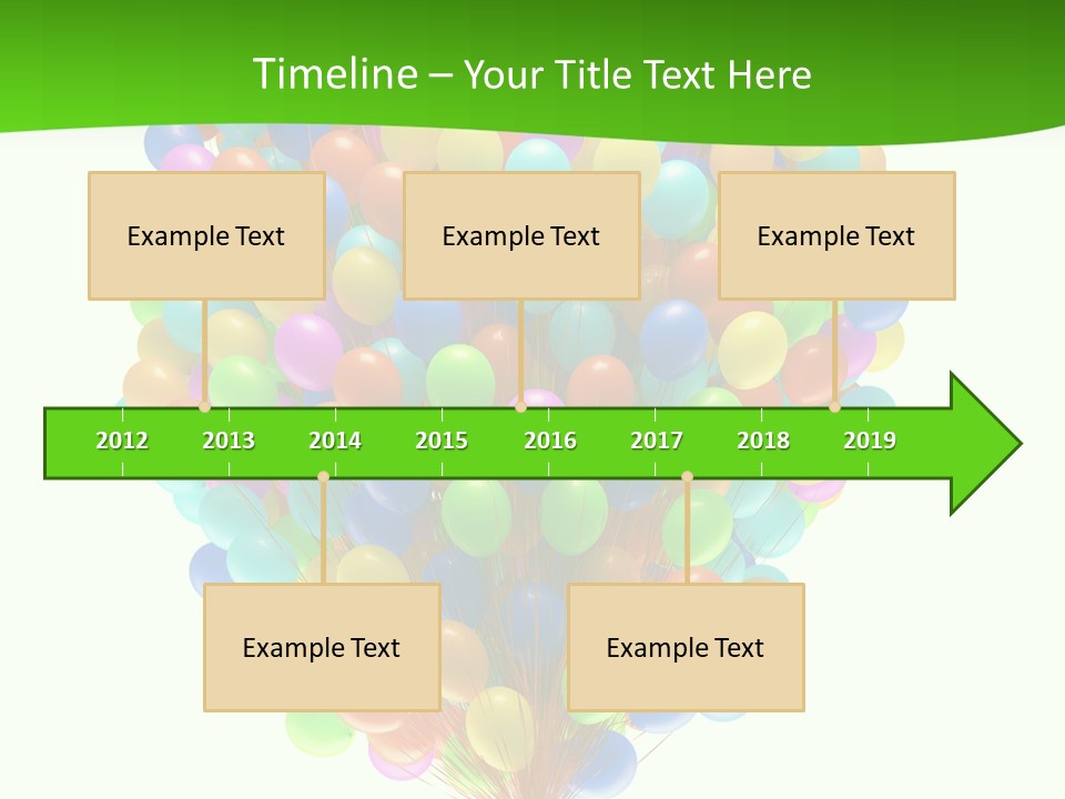 A Bunch Of Balloons In The Air With A Green Background PowerPoint Template