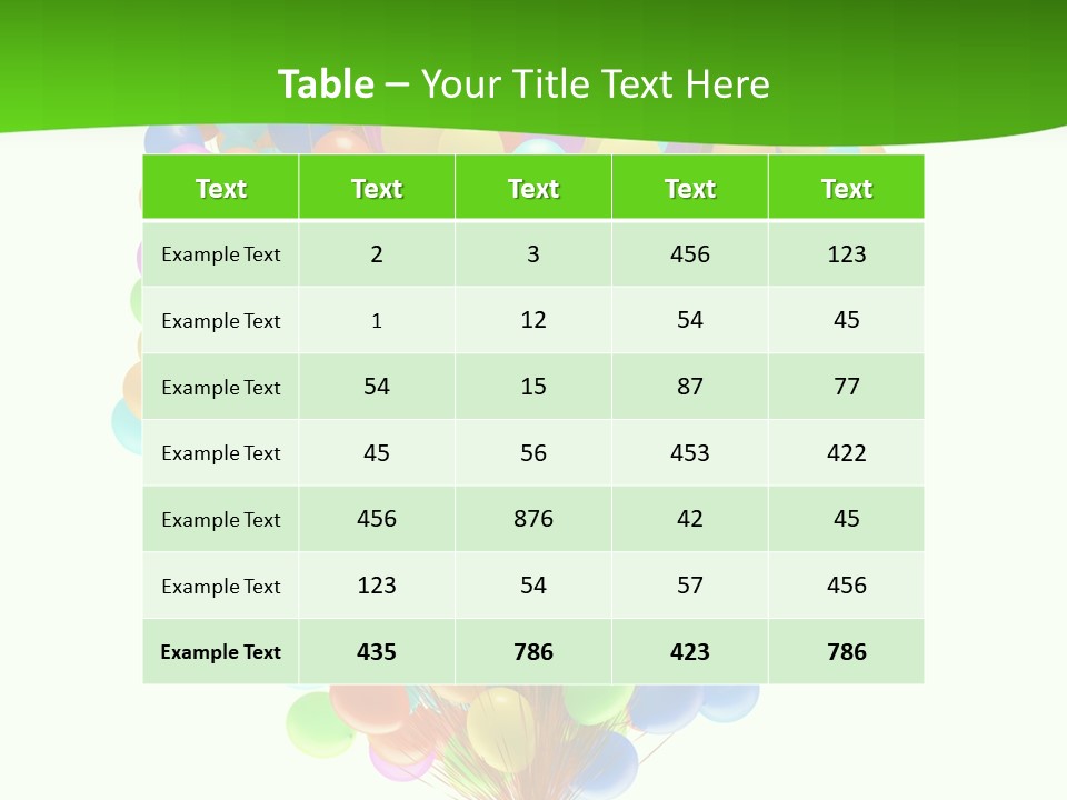 A Bunch Of Balloons In The Air With A Green Background PowerPoint Template