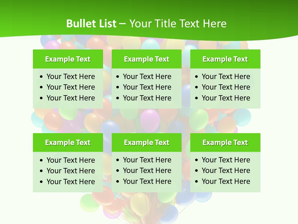 A Bunch Of Balloons In The Air With A Green Background PowerPoint Template