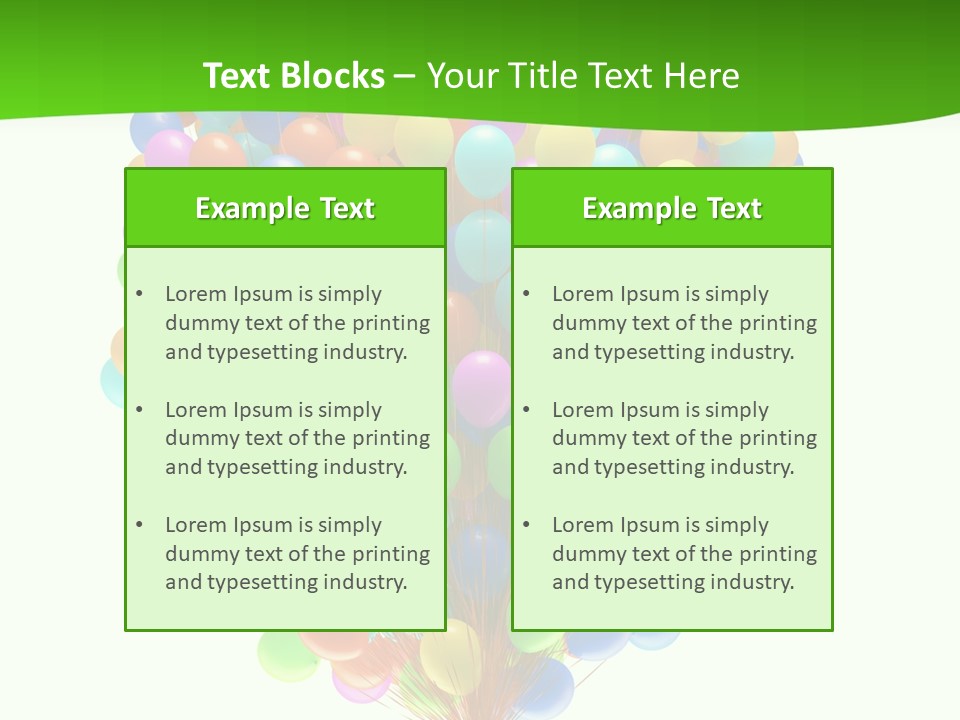 A Bunch Of Balloons In The Air With A Green Background PowerPoint Template