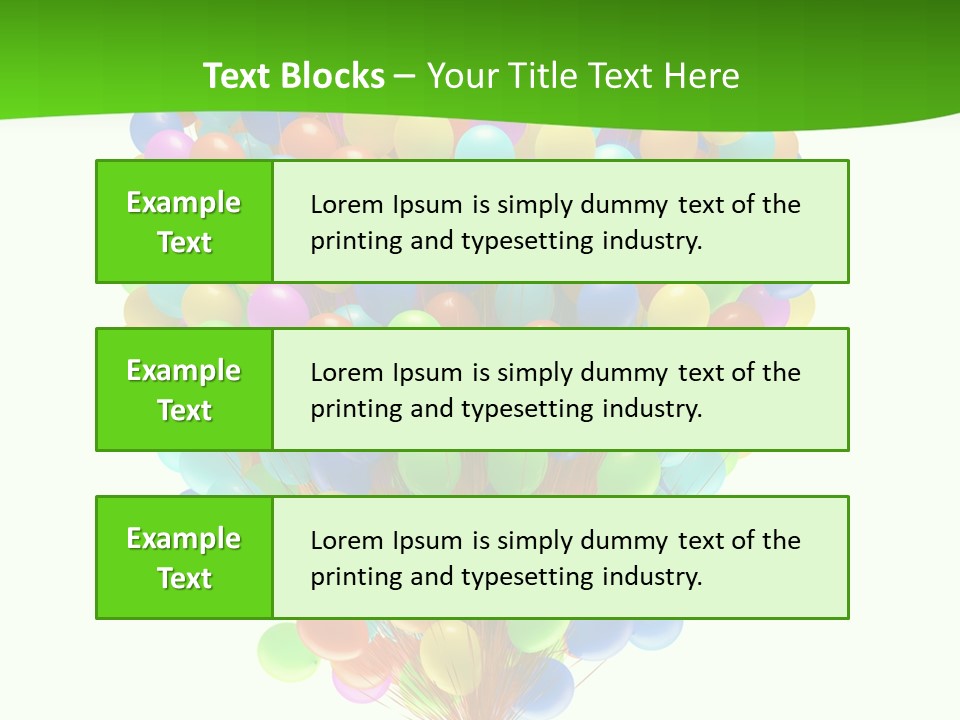 A Bunch Of Balloons In The Air With A Green Background PowerPoint Template