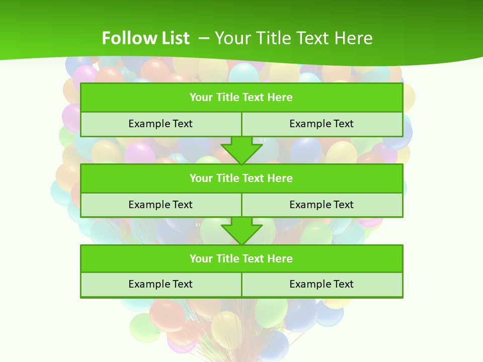 A Bunch Of Balloons In The Air With A Green Background PowerPoint Template
