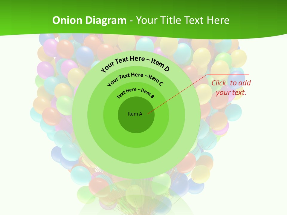 A Bunch Of Balloons In The Air With A Green Background PowerPoint Template