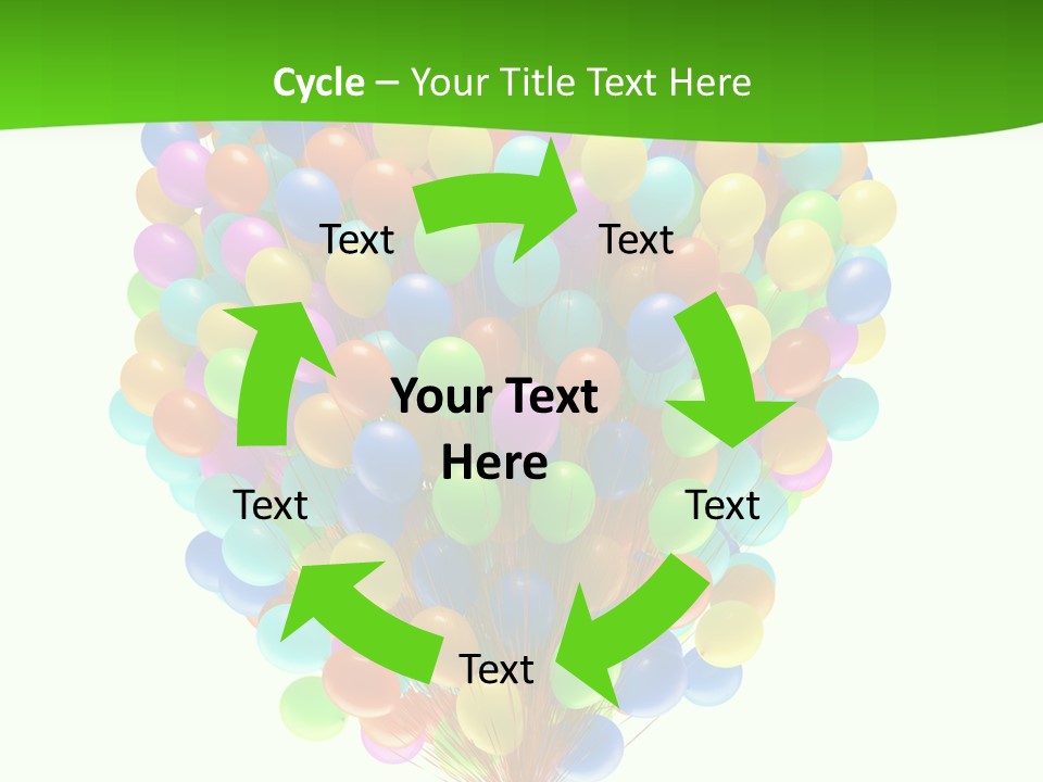 A Bunch Of Balloons In The Air With A Green Background PowerPoint Template