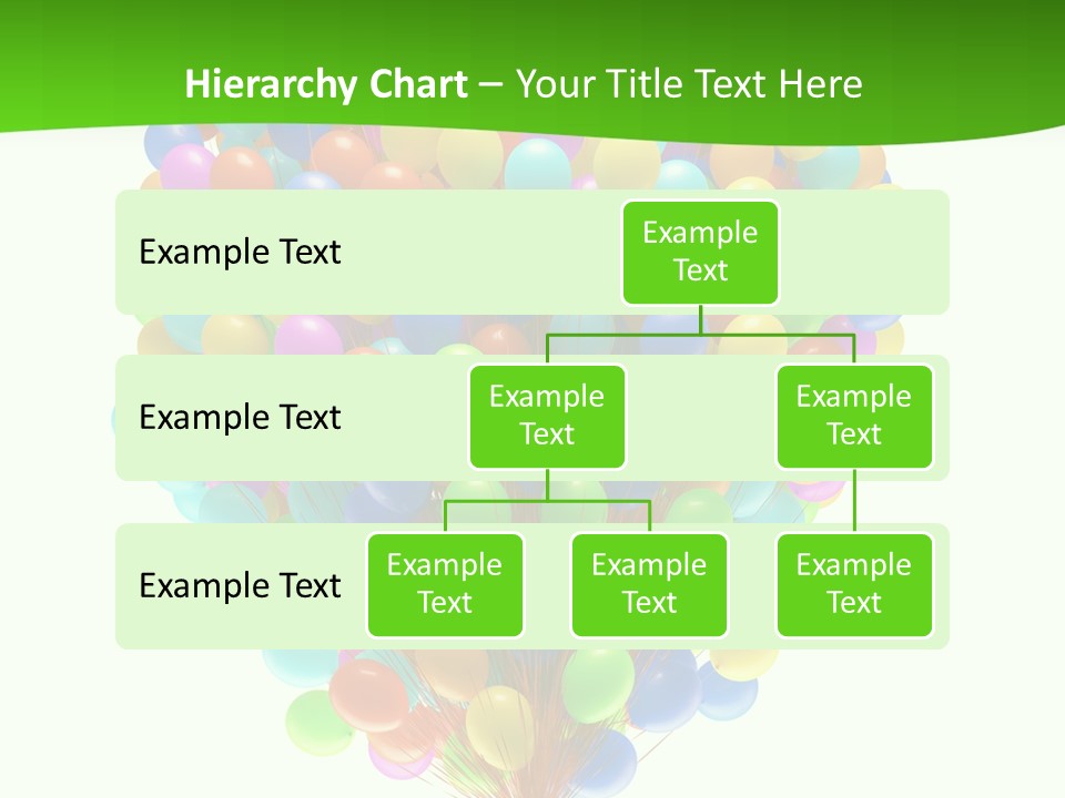 A Bunch Of Balloons In The Air With A Green Background PowerPoint Template