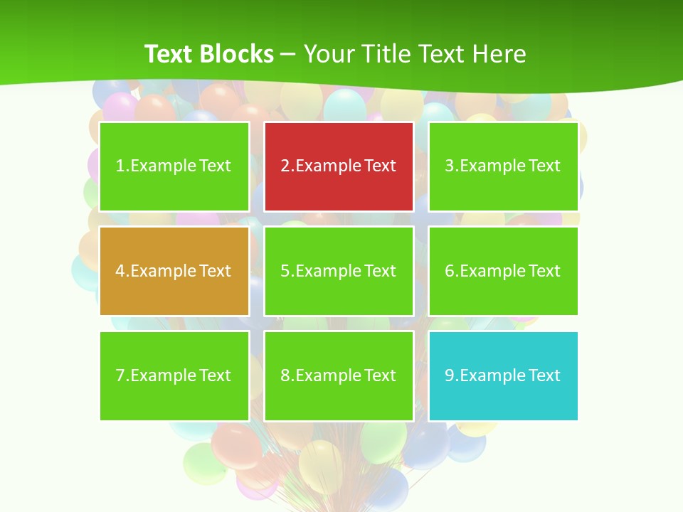 A Bunch Of Balloons In The Air With A Green Background PowerPoint Template