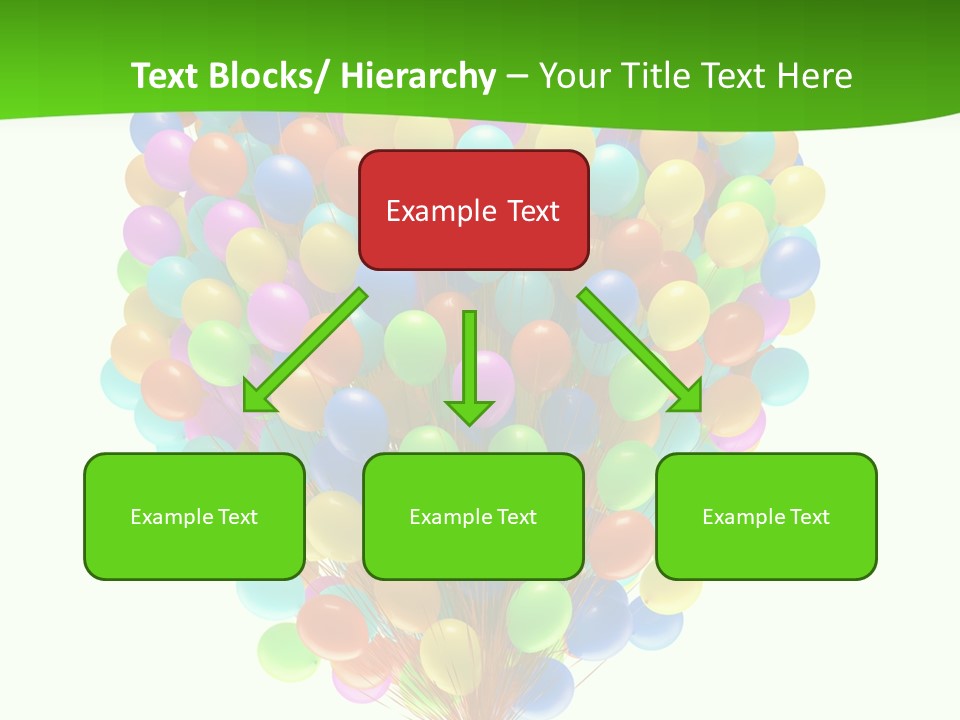 A Bunch Of Balloons In The Air With A Green Background PowerPoint Template