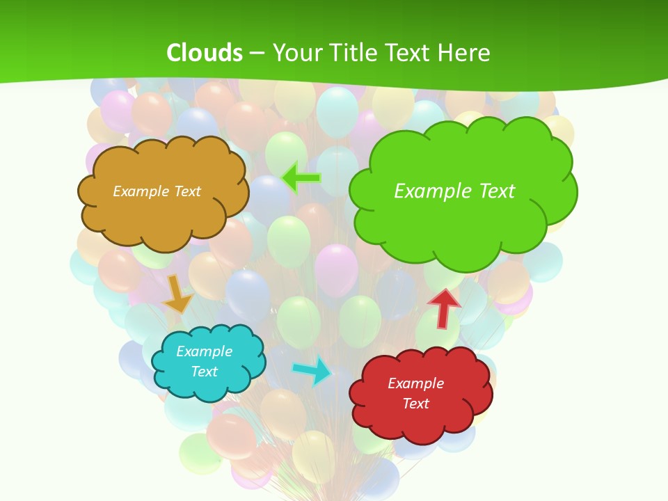 A Bunch Of Balloons In The Air With A Green Background PowerPoint Template