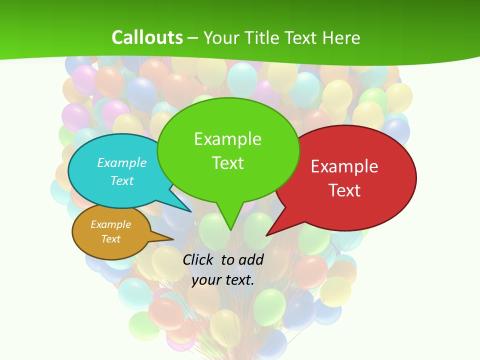 A Bunch Of Balloons In The Air With A Green Background PowerPoint Template