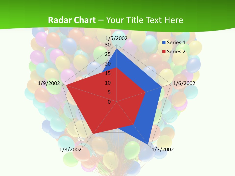 A Bunch Of Balloons In The Air With A Green Background PowerPoint Template