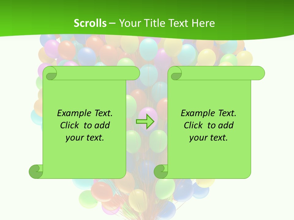 A Bunch Of Balloons In The Air With A Green Background PowerPoint Template