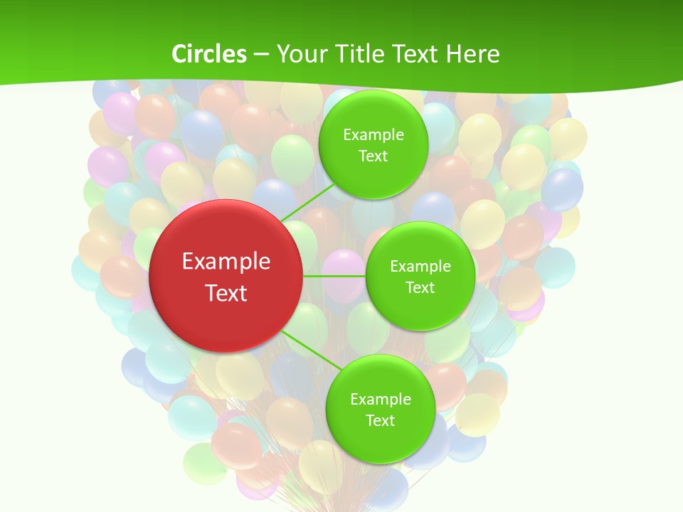 A Bunch Of Balloons In The Air With A Green Background PowerPoint Template