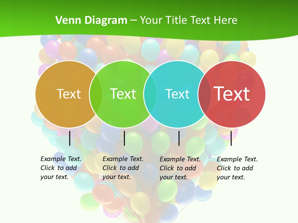 A Bunch Of Balloons In The Air With A Green Background PowerPoint Template