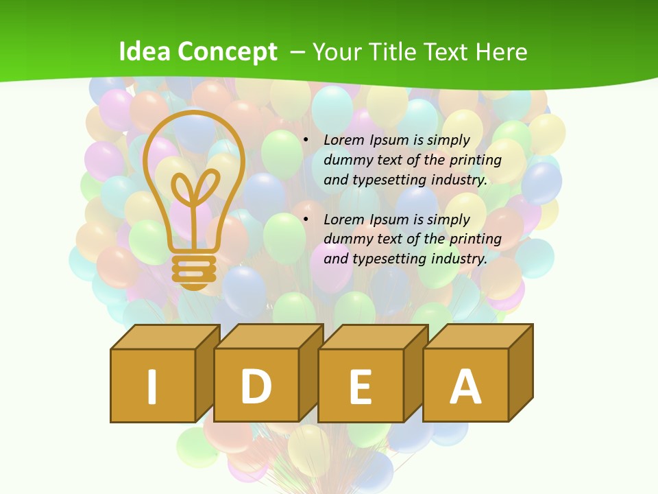 A Bunch Of Balloons In The Air With A Green Background PowerPoint Template