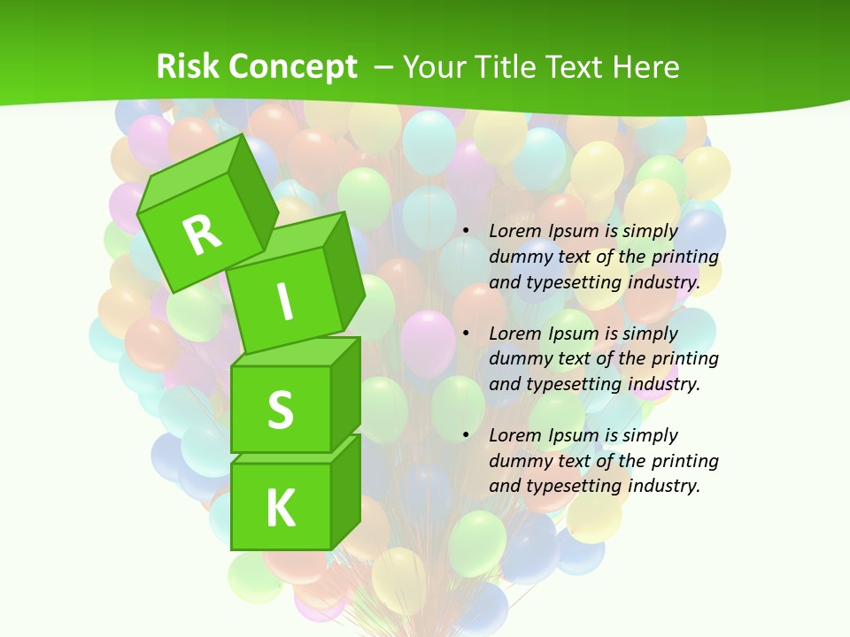 A Bunch Of Balloons In The Air With A Green Background PowerPoint Template