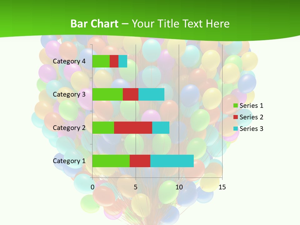 A Bunch Of Balloons In The Air With A Green Background PowerPoint Template