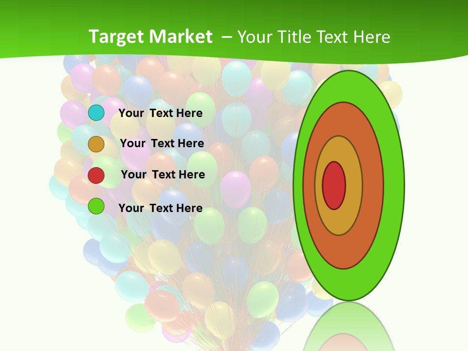 A Bunch Of Balloons In The Air With A Green Background PowerPoint Template